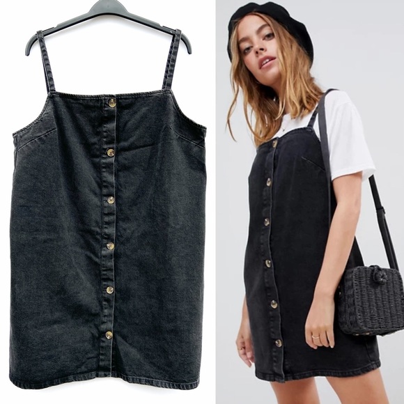 ASOS Denim Button Front Jumper Slip Dress